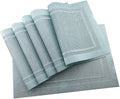 Gugrida Placemats Set of 6 Plaid Checkered Blue PVC Placemat by Gugrida