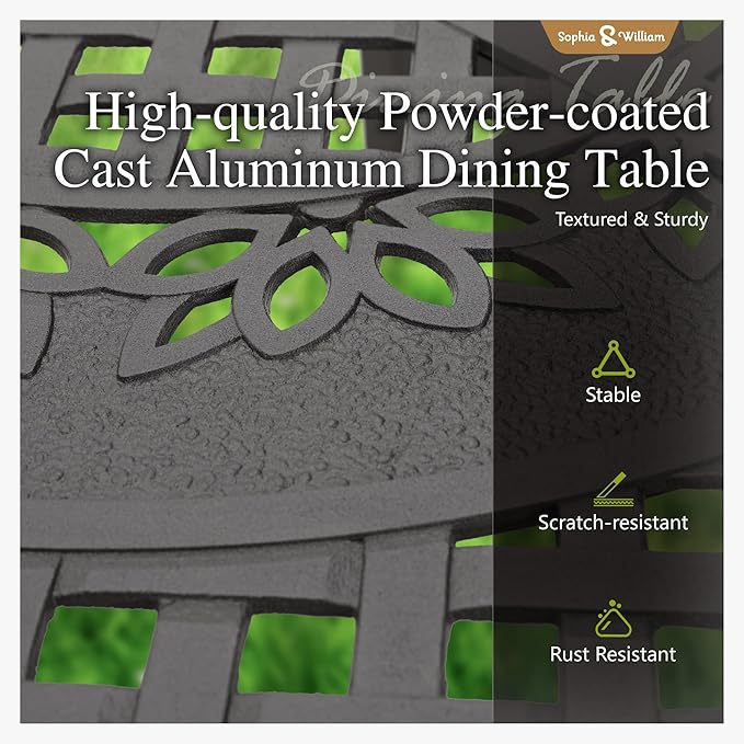 Sophia & William Outdoor Dining Table 4-Person Square Cast Aluminium, Patio - Image 6
