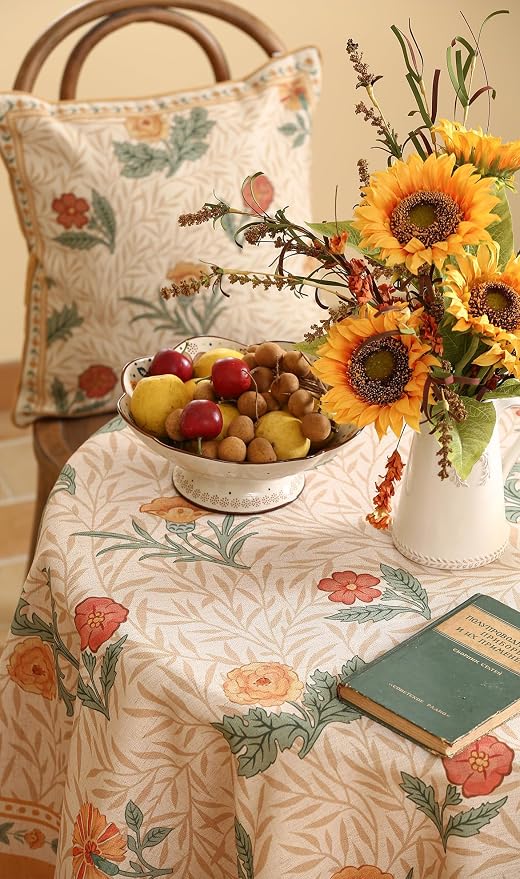 patdrea Designer Small Yellow Floral Linen Table Cloth - Image 3