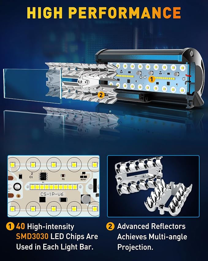 NAOEVO 7 Inch LED Light Bar, LED Off Road/Fog Lights, Work - Image 3