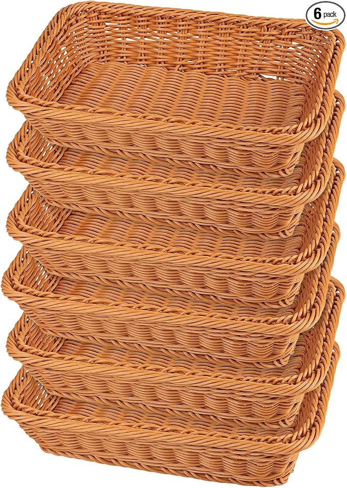 6 PCS 12x8 Inch Wicker Bread Basket, Woven Serving Basket, Tabletop Food by GNIEMCKIN