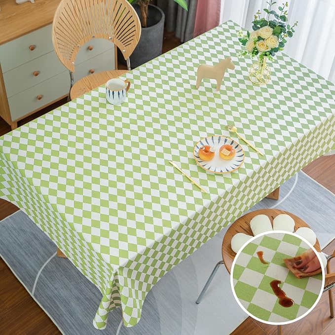 Rectangle Table Cloth, 100% Waterproof Tablecloth Oil Proof Spill Proof Vinyl - Image 8