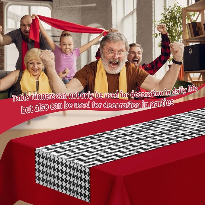 WANGDEFA 1 Pack Plastic Red Tablecloth Houndstooth Table Runner Houndstooth - Image 6