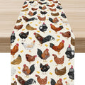 Farmhouse Rooster Table Runner, Rustic Farm Animals Cow Pig Chicken Coffee by Unknown