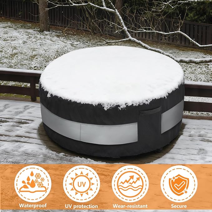 Round Patio Bar Height Table and Chair Cover Black Grey Waterproof Up to 10000pa - Image 7