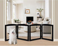 LZRS 4-Panel Extra-Wide Wooden Freestanding Dog Gate: Foldable Solid Wood and by LZRSPET