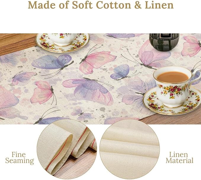 Watercolor Butterfly Table Runner - Image 4