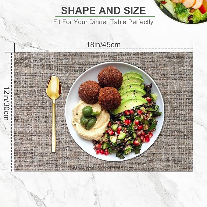 BETEAM Placemats Set of 8, Woven Vinyl Placemat - Image 5