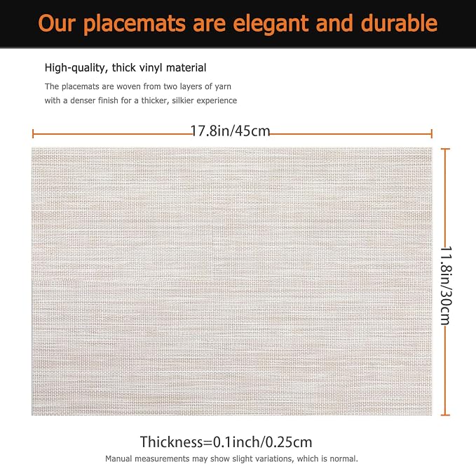 Placemats Set of 12 Washable&Wipeable Place mats - Image 3