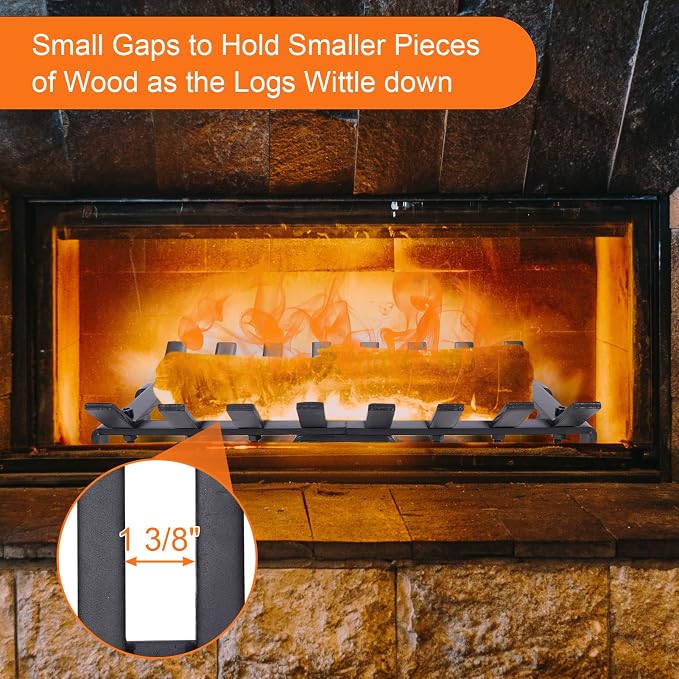 20" Fireplace Grate Wood Stove Grate Rack Stove Burning Rack Heavy Duty Solid - Image 8
