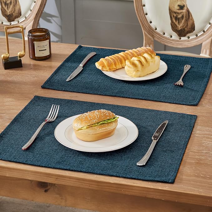 BALCONY & FALCON Placemats Set of 6 Faux Linen Cloth Place Mats Washable - Image 6