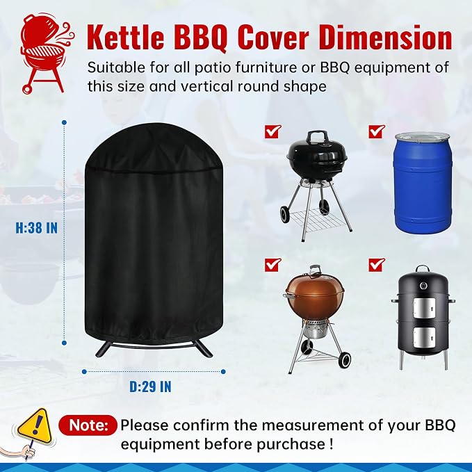 iCOVER Round Grill Cover, Waterproof Charcoal Kettle Grill Cover, UV Resistant - Image 2