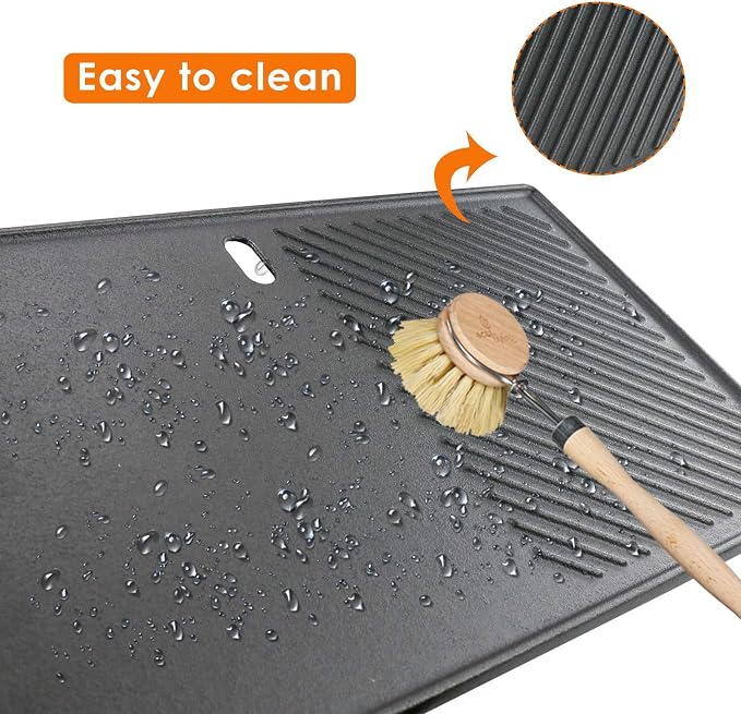 Uniflasy Cast Iron Reversible Grill Stove Top Griddle Pan 16 7/8" Skillet Flat - Image 8