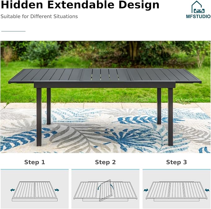 MFSTUDIO Outdoor Dining Set for 8, Patio Dining Set - Image 2