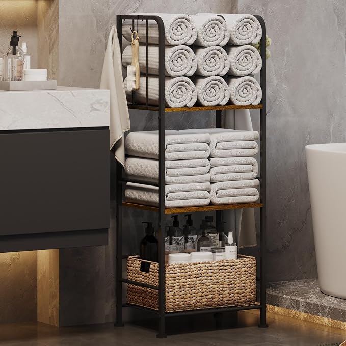 Towel Rack Free Standing 3-Tier M-Shaped Detachable Dividers, Durable Metal by Unknown