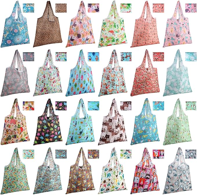 Eccliy 24 Pieces Reusable Grocery Bags Polyester Shopping Bags by Eccliy