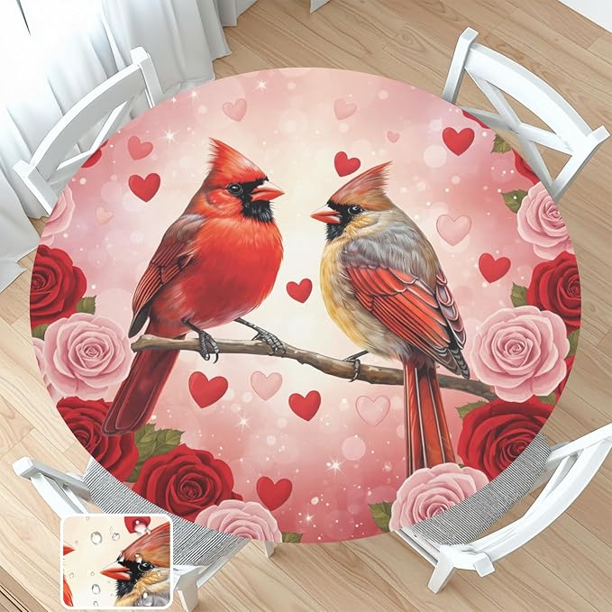 Valentines Day Round Fitted Tablecloth by Unknown
