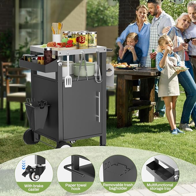 Outdoor Grill Cart with Patio Furniture, Outdoor Grill Table with Storage - Image 7