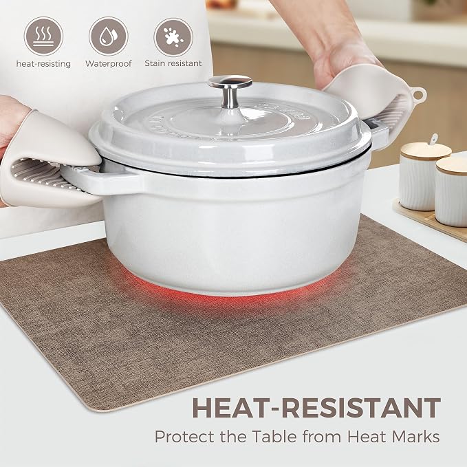 Vinyl Placemats Set of 8, Faux Leather Waterproof and Heat Resistant Place Mats - Image 2