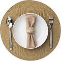 Round Placemats Set of 12 Plastic Woven Placemats Washable Wipeable Table Mats by BAROYAL