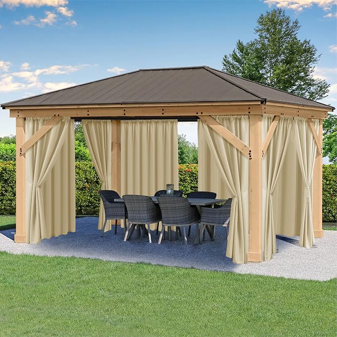 HolidayIdeas Rod Pocket Outdoor Patio Curtains Waterproof 6 Pcs 54x108 Inch- by HolidayIdeas