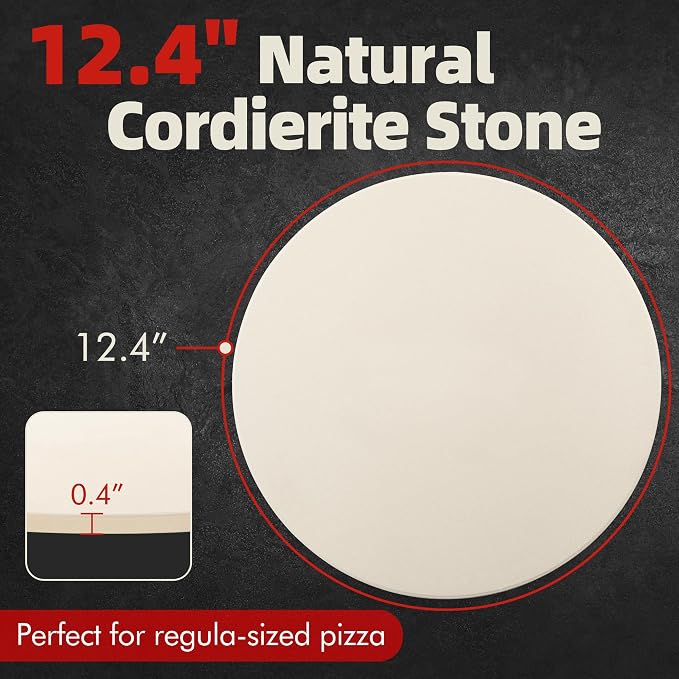 12.4" Round Pizza Stone, Heavy Duty Cordierite Pizza Pan - Image 4