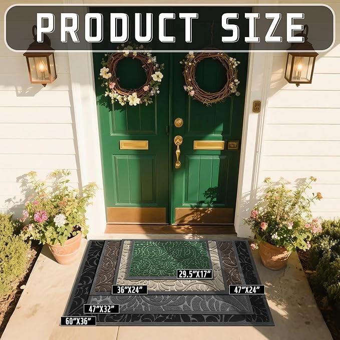 Yimobra Door Mat Outside Entrance 29.5x17, Waterproof Sturdy Outdoor Mats - Image 2