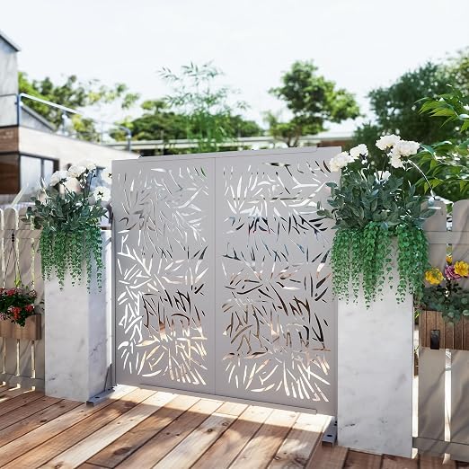 Casaphoria 72" H x 47" W Metal Outdoor Privacy Screen, Freestanding Decorative - Image 3