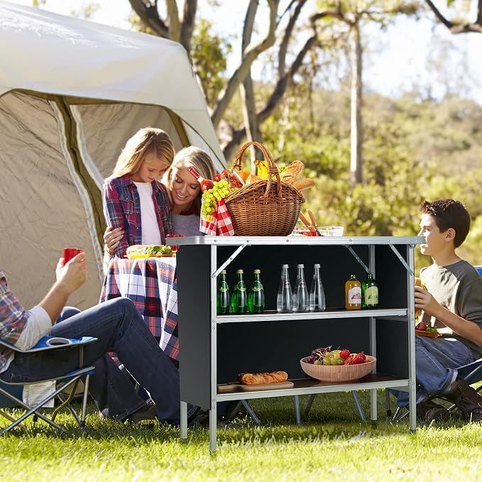 Giantex Portable Bar Table for Events, Folding Mobile Bartending Station - Image 2