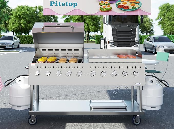 72 in. 10-Burner Commercial Outdoor Propane Gas Grill - Image 5