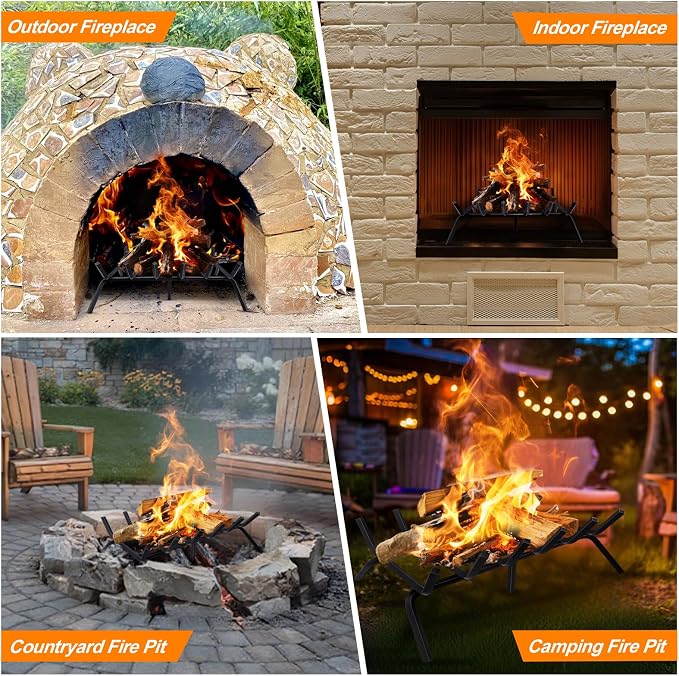 Fireplace Grate, Fireplace Log Holder, 21 inch-high Heavy Duty Solid Cast Iron - Image 7