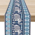 Boho Elephant Table Runner, Rustic African Tribe Animal Diwali India Damask by Unknown