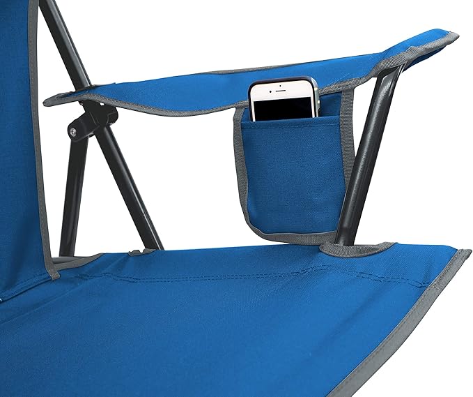 Folding Camping Chair with UPF 50+ Canopy, Royal Blue Alloy Steel