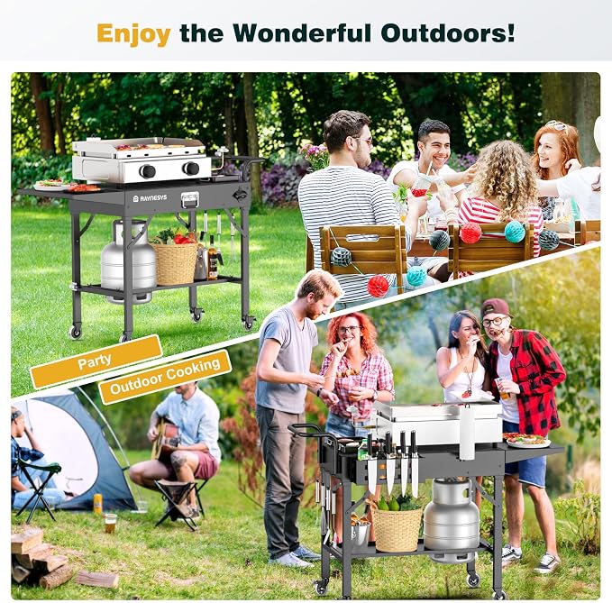 Outdoor Griddle Table, 440lbs Folding Grill Cart, Pizza Oven Table Stand - Image 8