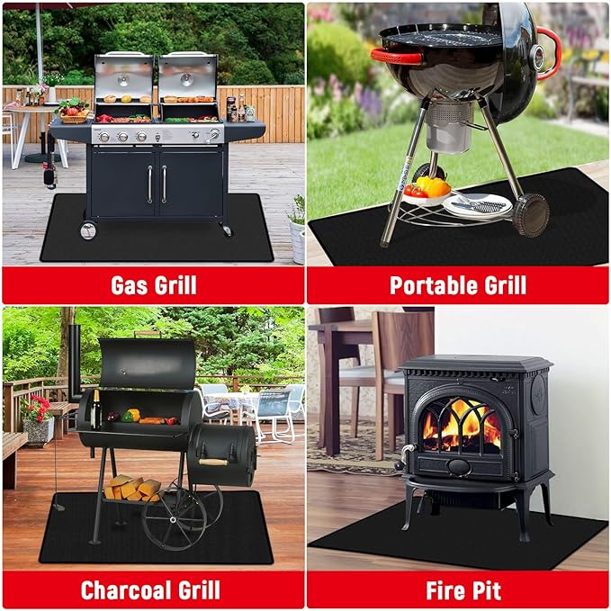 Grill Floor Mat 75x40 Inch Fiberglass Double-Sided Heat-Resistant