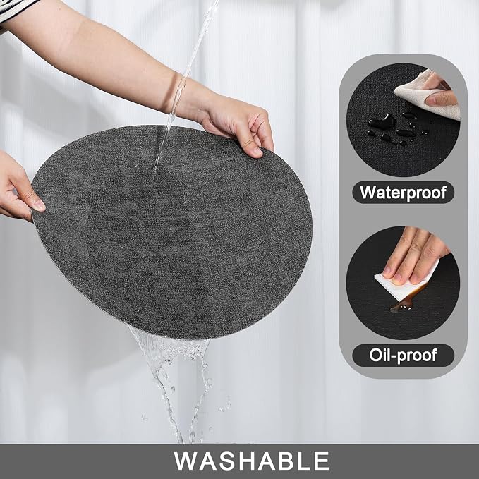 Myir JUN Round Placemats, Dual Sided Faux Leather Place Mats Set of 4 - Image 4