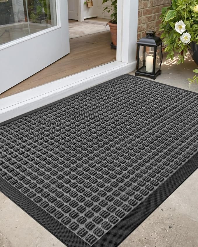 DEXI Front Door Mat Outside Entrance, 2x4 ft Rubber Entry Doormat Heavy Duty by DEXI