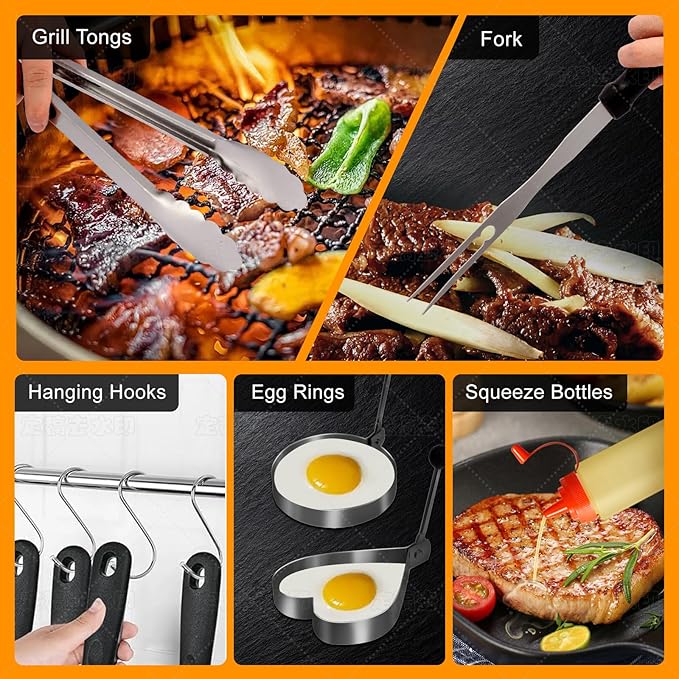 Barbecue Tool Set, 29-Piece Stainless Steel Grilling Kit with Storage Bag