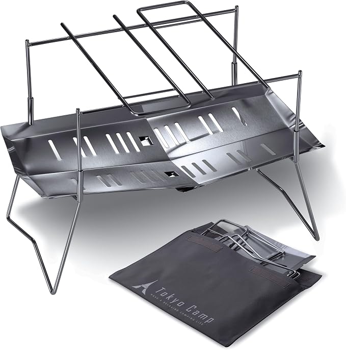 TokyoCamp HAKOSUKA Portable Fire Pit, Foldable Stainless Steel Wood Burning by TokyoCamp