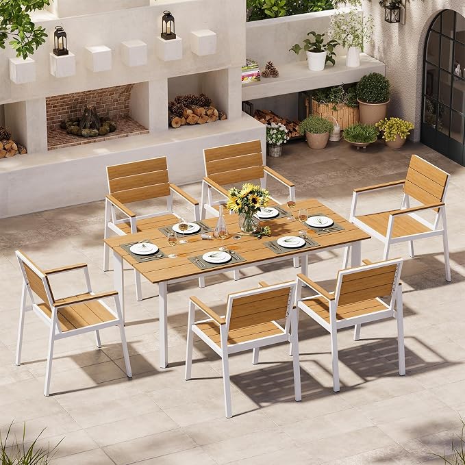 Outdoor Dining Set for 6, Patio Table and Chairs Set by Oasbira