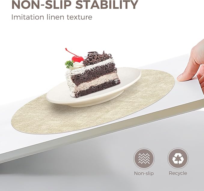 13" Round Placemats Set of 6, NCUE Dual-Sided Faux Leather Heat Resistant Table - Image 3
