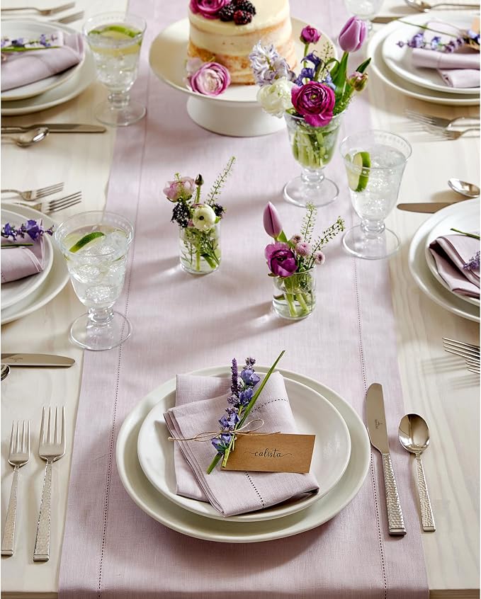 Solino Home Linen Lilac Table Runner 144 Inches Long - Image 3