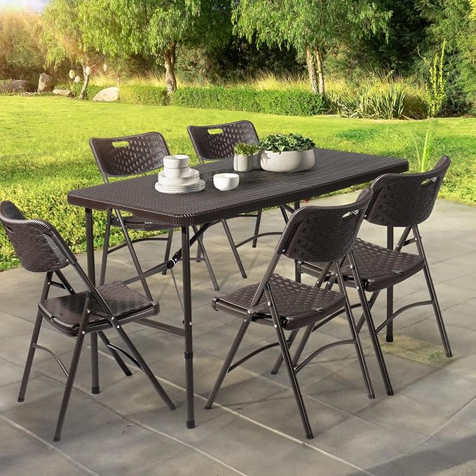 VINGLI 4 FT Plastic Folding Camping Table, Portable in/Outdoor Party Picnic - Image 5