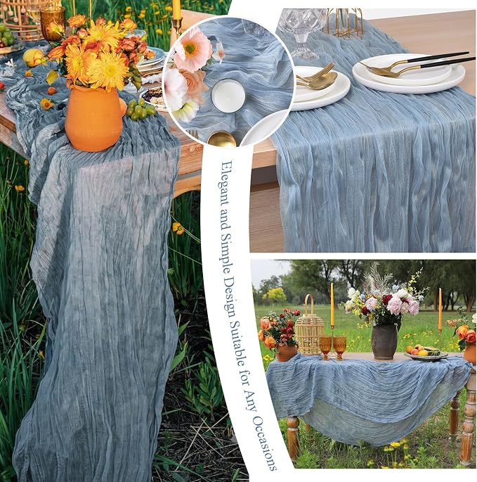 20 Packs Cheesecloth Table Runner 10FT Long Boho Gauze Fabric Table Runner - Image 7
