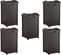 Suncast 5 Pack 33 Gallon Durable Plastic Hideaway Outdoor Garbage Can by Suncast