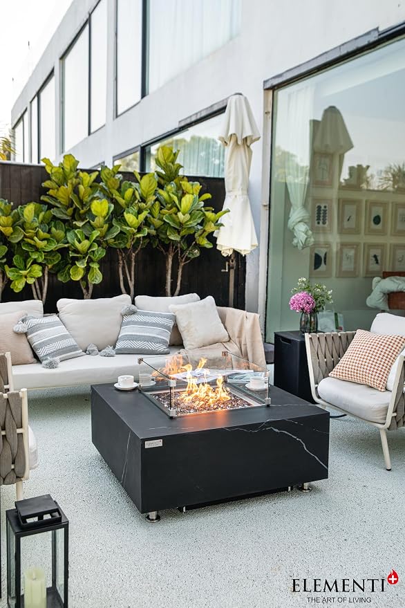 Elementi+ | Bundle Sofia Gas Fire Pit | Marble Porcelain & Metal Frame | 40" - Image 3
