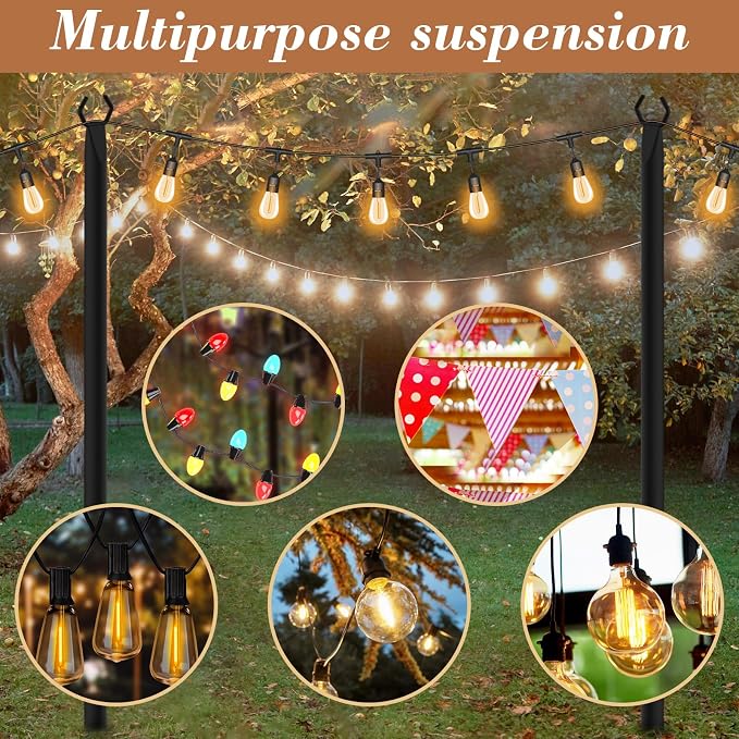 4 Pack String Light Poles, Metal Poles - Image 3