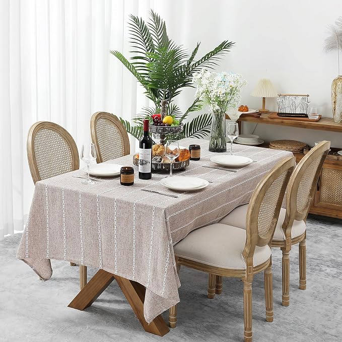 Chassic 60 x 120 inches Farmhouse Style Linen tablecloths, Wrinkle Resistant by Chassic