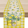 Lemon Table Runner, Farmhouse Yellow Buffalo Plaid Seasonal Summer Spring by Unknown