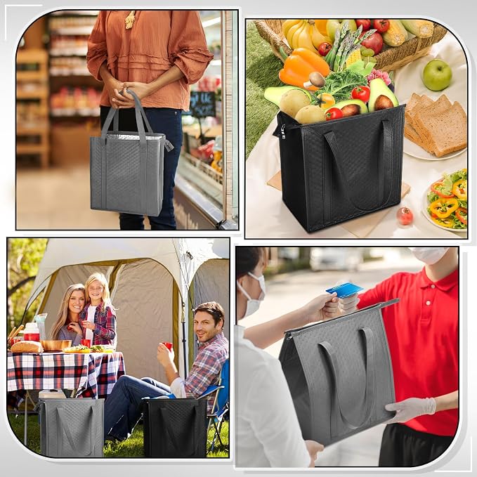 10 Pack Large Insulated Grocery Bags Reusable Shopping Bags - Image 6